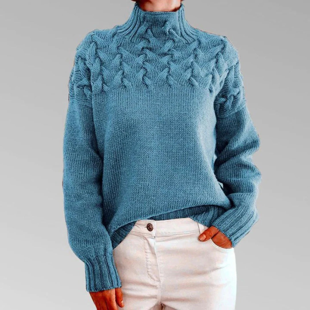 Chunky Knit Pullover Jumper for Women – Soft Oversized Turtleneck Sweater