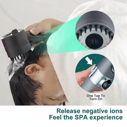 9-Stage Filtration Shower Head with Pressure Enhancement and Button Control