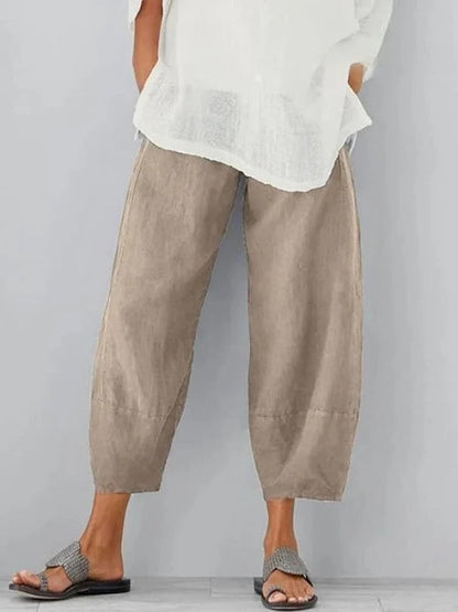 Lightweight Casual Summer Trousers for Women - Linen Leisure Pants, S-5XL, 4 Colors