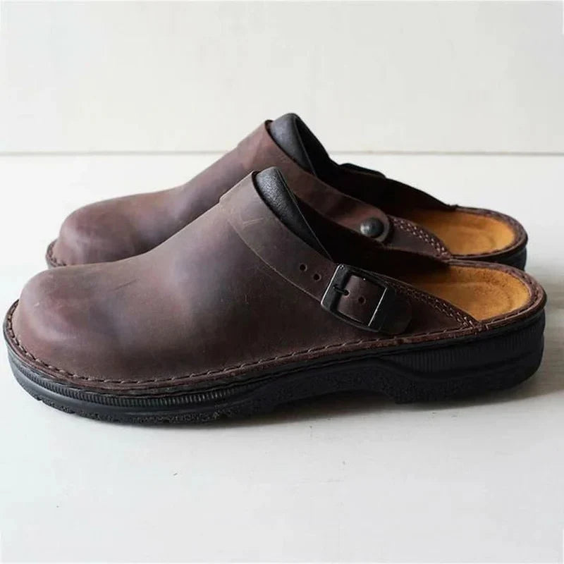 Premium Leather Slippers with Custom Orthotic Comfort