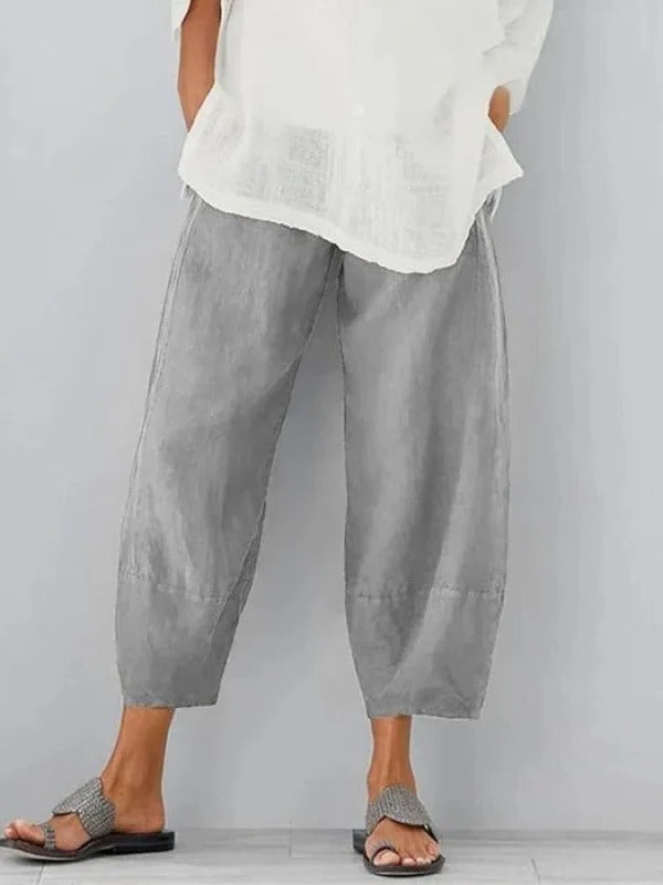 Cool Comfort Linen Trousers with Customizable Waistband