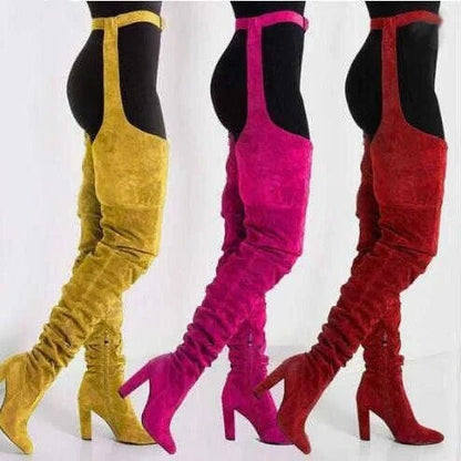 Chic Slouchy Thigh High Boots with Adjustable Waist Belt