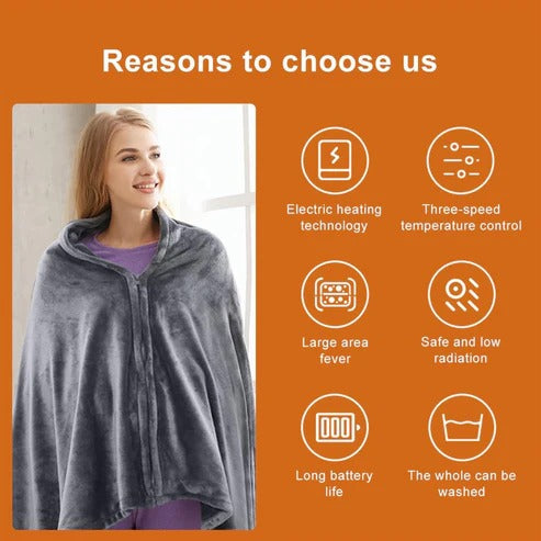 Quick Warmth Shawl with USB Power and Washable Cover
