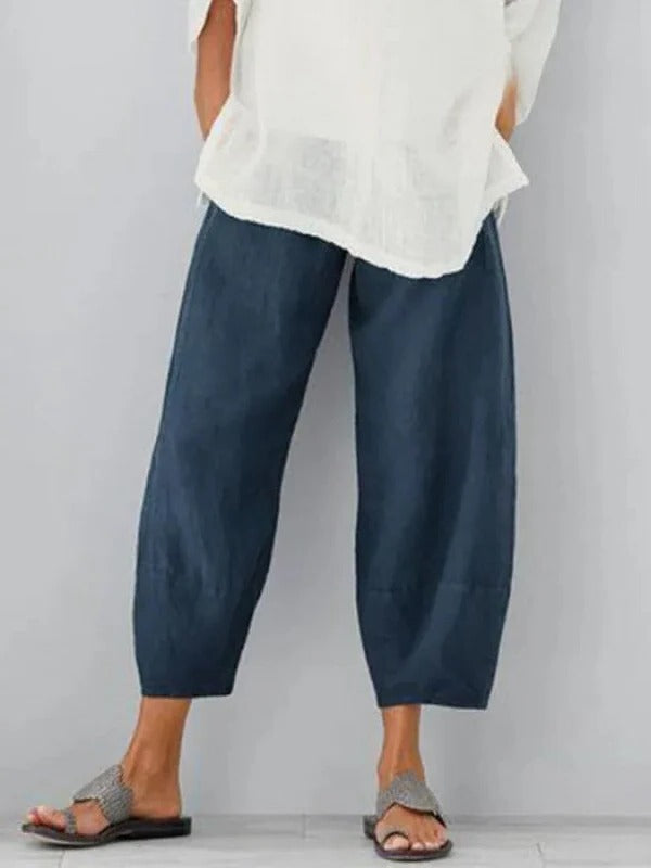 Cool Comfort Linen Trousers with Customizable Waistband