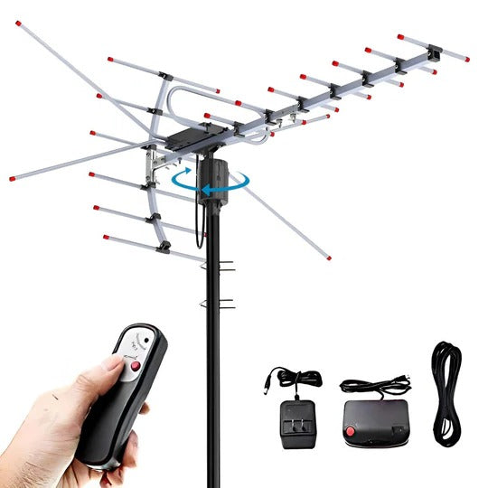 MaxReach Outdoor HD TV Antenna with 360° Motorized Adjustment