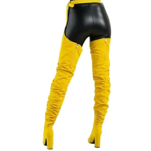 Chic Slouchy Thigh High Boots with Adjustable Waist Belt