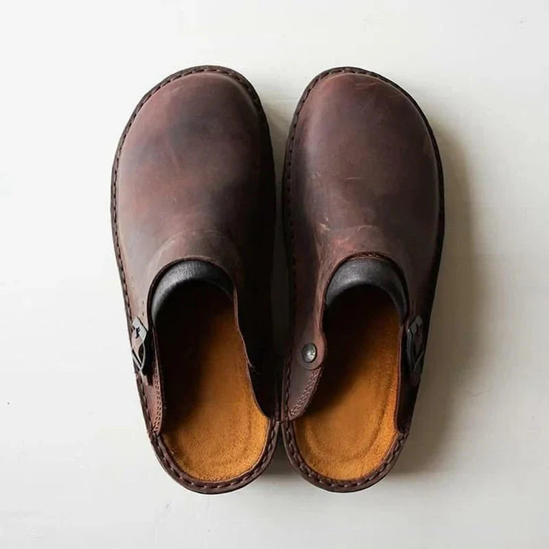 Premium Leather Slippers with Custom Orthotic Comfort