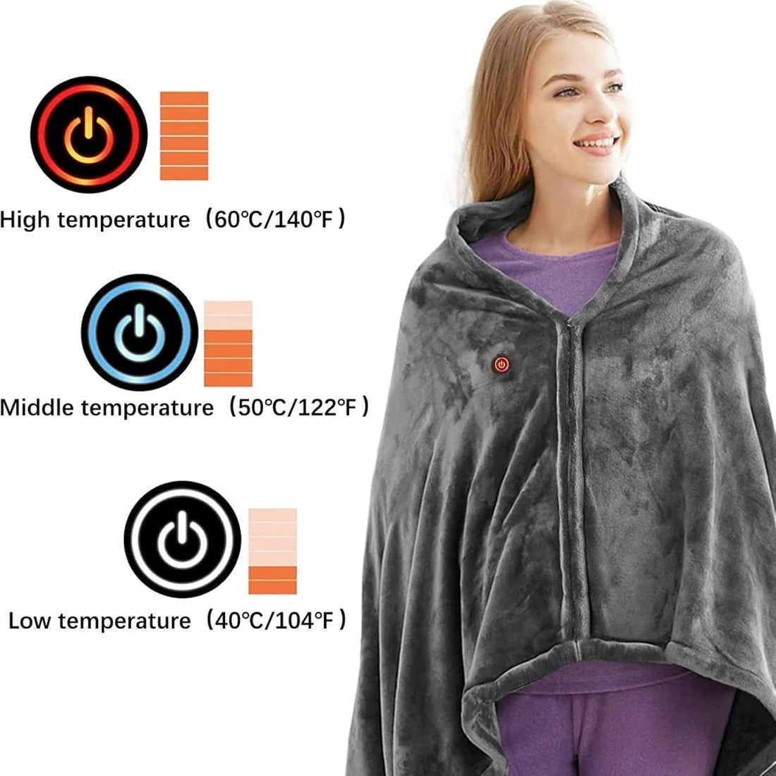 Quick Warmth Shawl with USB Power and Washable Cover
