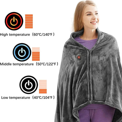 Quick Warmth Shawl with USB Power and Washable Cover
