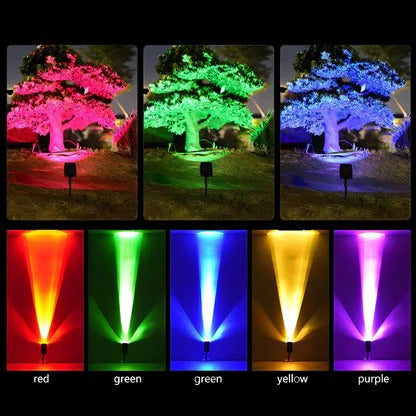 Versatile Solar-Powered Spotlight with Adjustable Focus and Color Modes