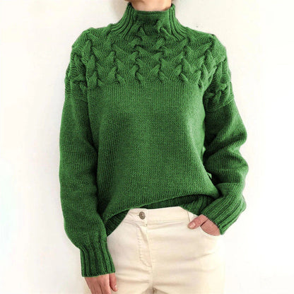 Chunky Knit Pullover Jumper for Women – Soft Oversized Turtleneck Sweater