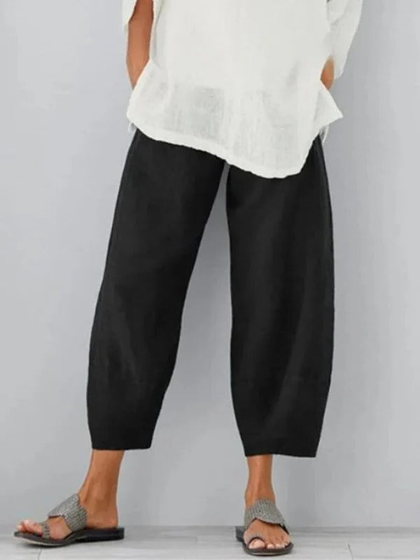 Cool Comfort Linen Trousers with Customizable Waistband