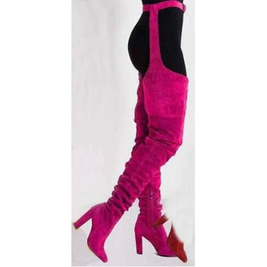 Chic Slouchy Thigh High Boots with Adjustable Waist Belt