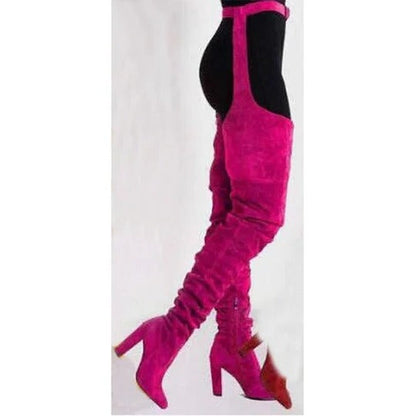 Chic Slouchy Thigh High Boots with Adjustable Waist Belt