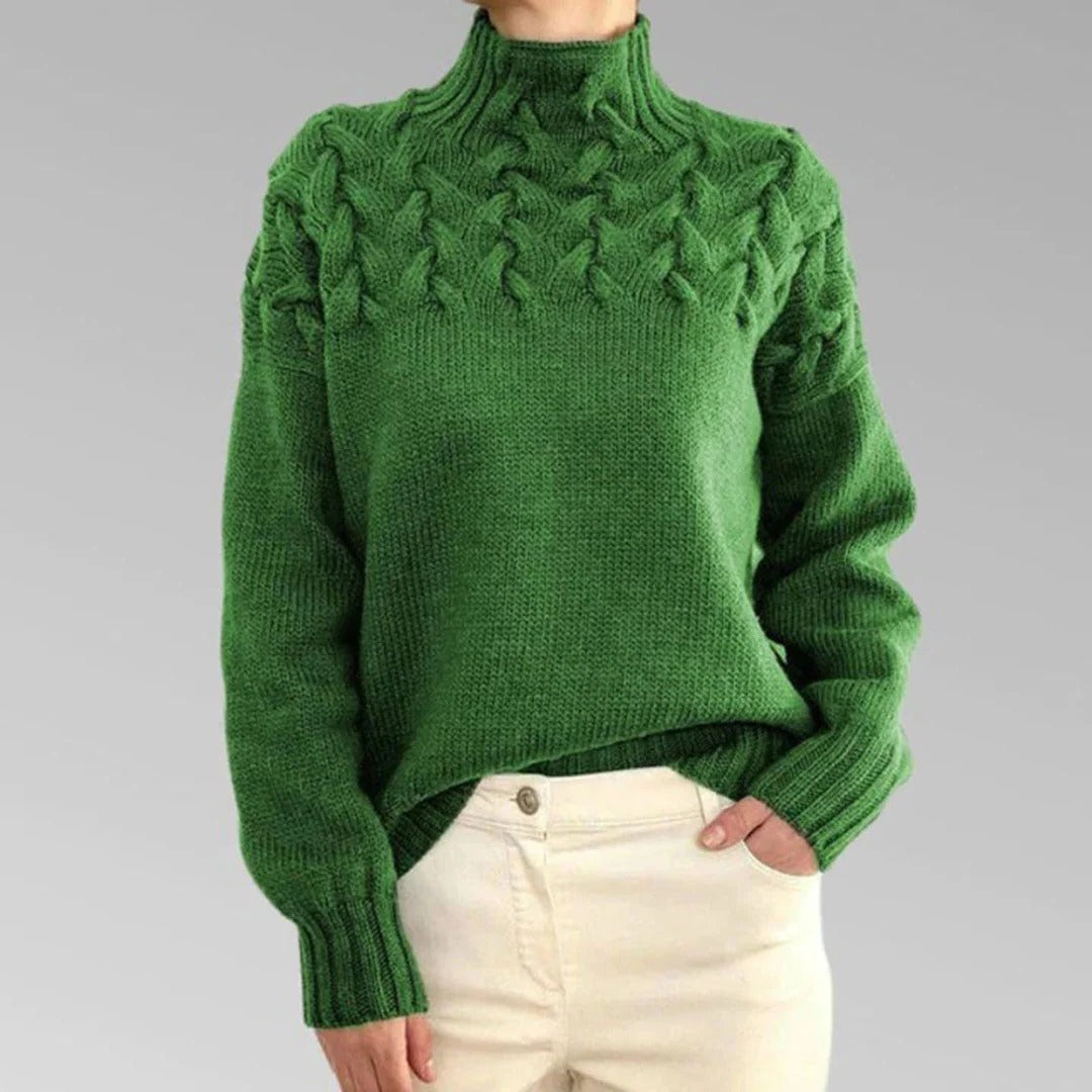 Chunky Knit Pullover Jumper for Women – Soft Oversized Turtleneck Sweater