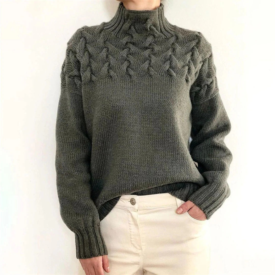 Chunky Knit Pullover Jumper for Women – Soft Oversized Turtleneck Sweater