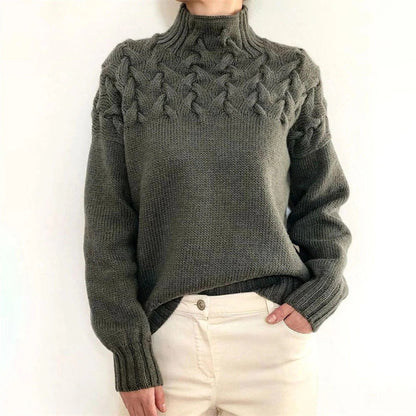 Chunky Knit Pullover Jumper for Women – Soft Oversized Turtleneck Sweater