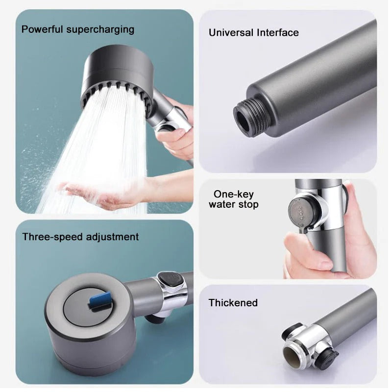 9-Stage Filtration Shower Head with Pressure Enhancement and Button Control