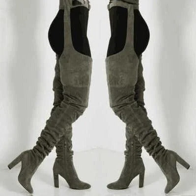 Chic Slouchy Thigh High Boots with Adjustable Waist Belt