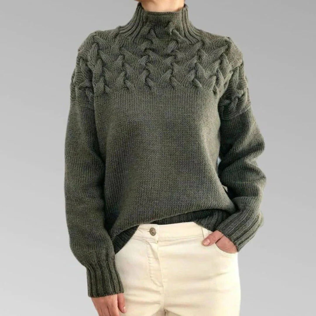 Chunky Knit Pullover Jumper for Women – Soft Oversized Turtleneck Sweater