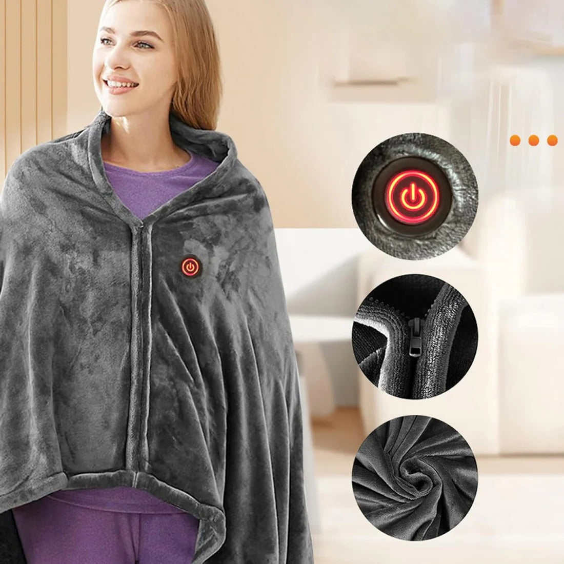 Quick Warmth Shawl with USB Power and Washable Cover