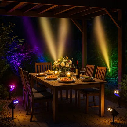 Adjustable Zoom Lens Solar Spotlight with RGB Modes, Waterproof IP65