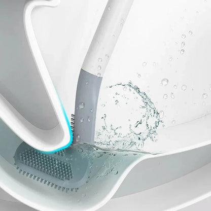 Self-Cleaning Toilet Brush with Enclosed Storage Base