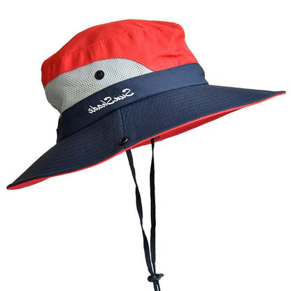 Adjustable Drawstring Sun Hat for Women – Foldable UV Protection Beach Cap