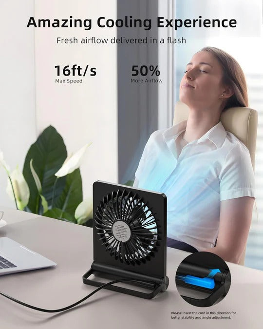 Compact Whisper-Quiet Desk Fan with USB Power and Custom Airflow