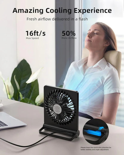Compact Whisper-Quiet Desk Fan with USB Power and Custom Airflow