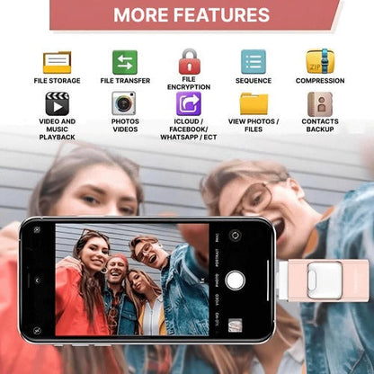 32GB USB Flash Drive with Multi-Connector for iPhone, Android, PC