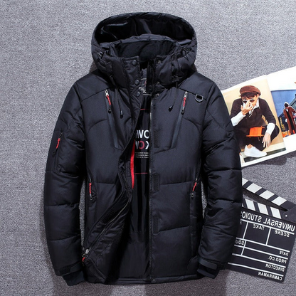 Water-Resistant Winter Coat with Adjustable Hood and Secure Pockets