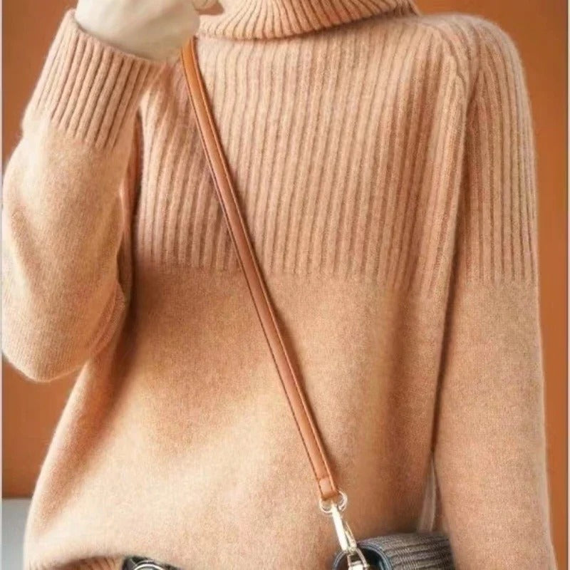 Soft Cashmere Knit Pullover Jumper for Women - Turtleneck Sweater in 11 Colors