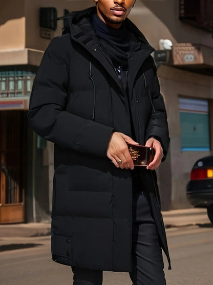 Men's Weather-Resistant Winter Coat with Adjustable Hood and Smart Pockets
