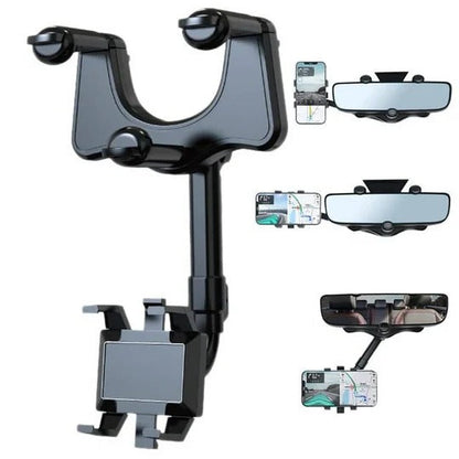 Versatile Rearview Mirror Smartphone Mount with Adjustable Features