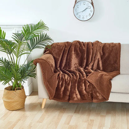 Reversible Waterproof Throw Blanket for Sofa and Bed - Machine Washable in Black, Brown, Gray