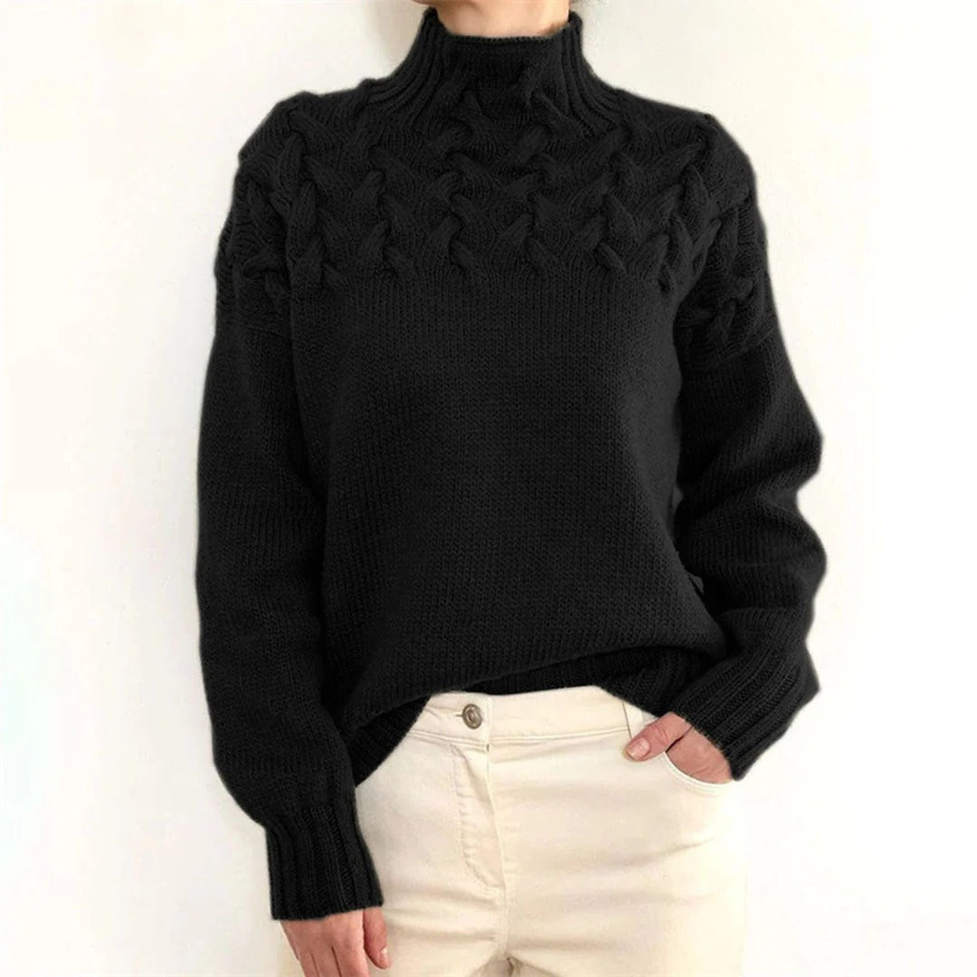 Chunky Knit Pullover Jumper for Women – Soft Oversized Turtleneck Sweater