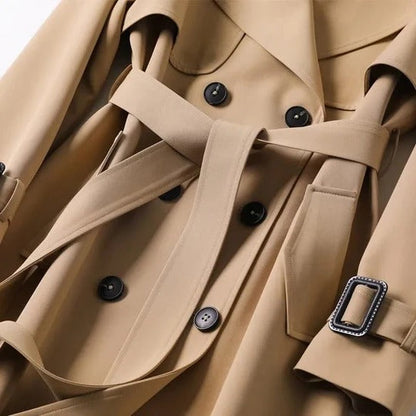 Essential Long Trench Coat with Customizable Fit for Everyday Use
