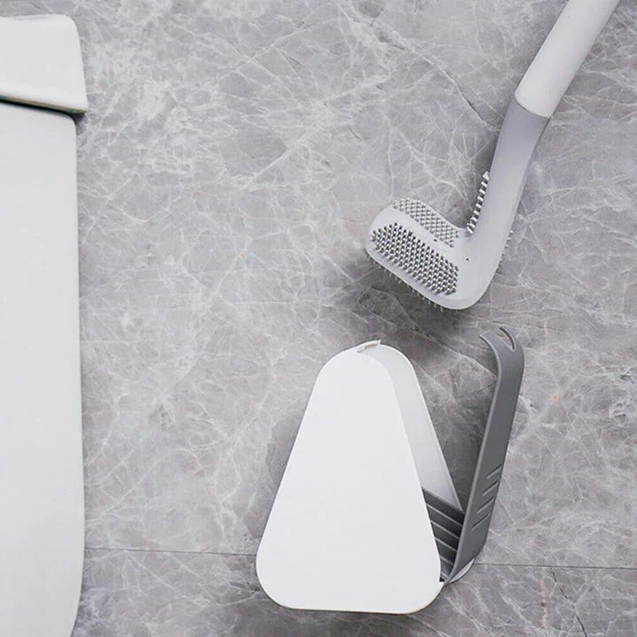 Self-Cleaning Toilet Brush with Enclosed Storage Base