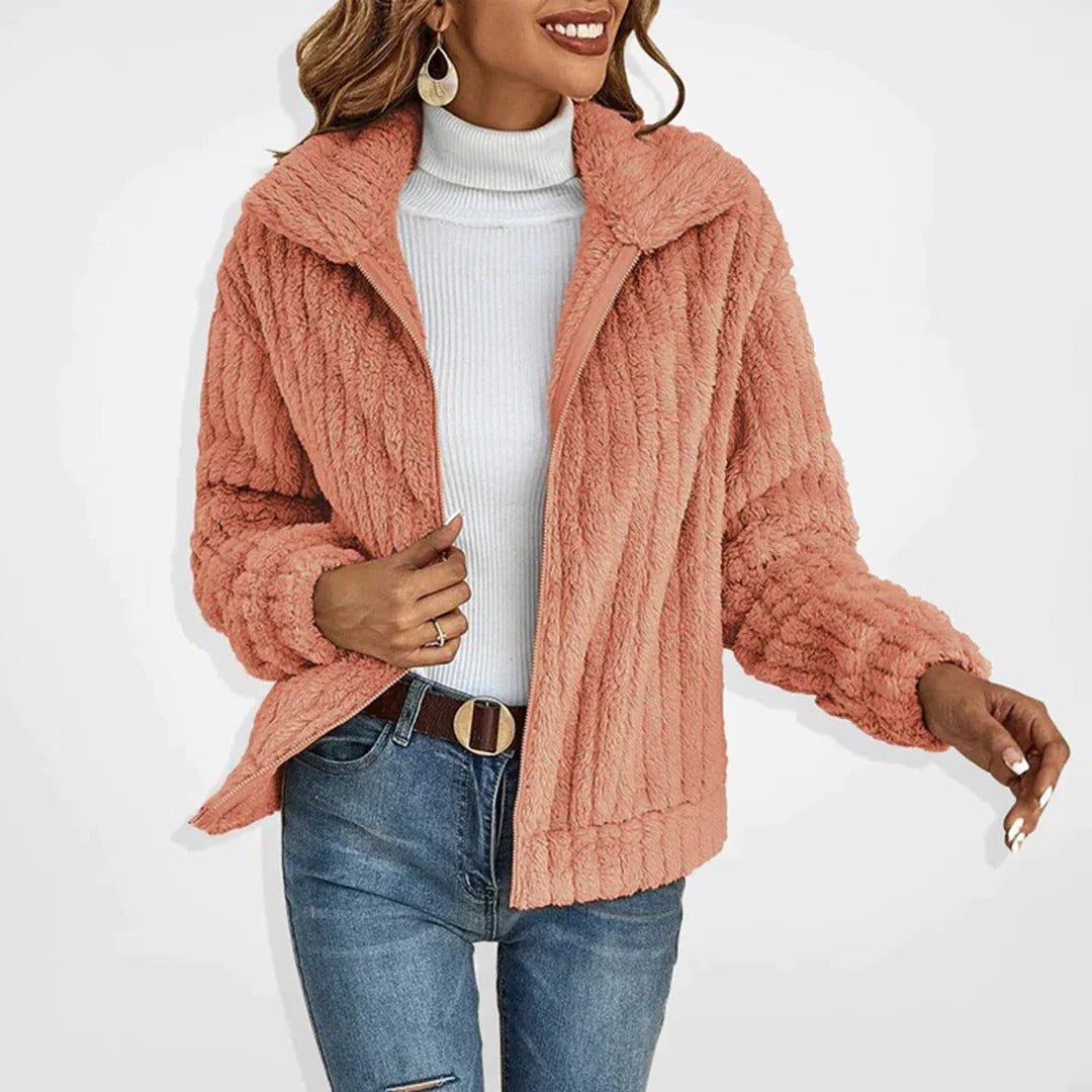 Soft Warm Long Cardigan for Women with Stand Collar and Pockets