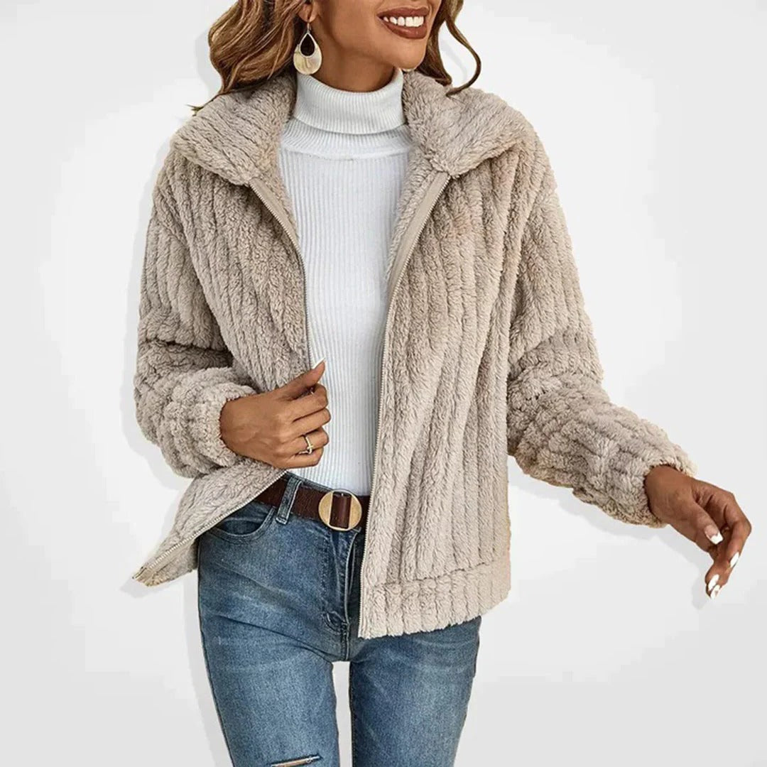 Soft Warm Long Cardigan for Women with Stand Collar and Pockets