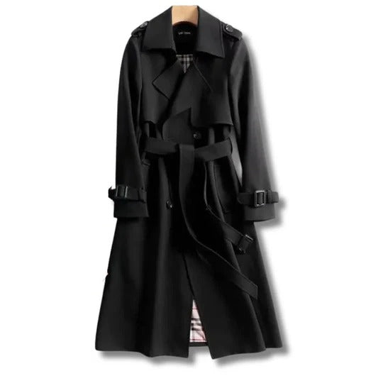 Essential Long Trench Coat with Customizable Fit for Everyday Use