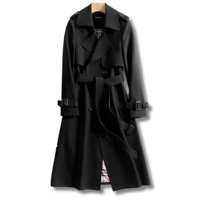 Essential Long Trench Coat with Customizable Fit for Everyday Use