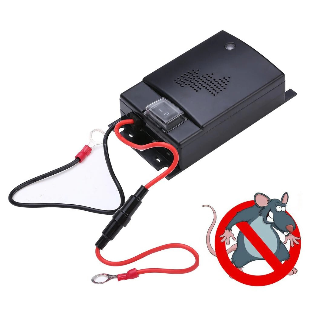 Ultrasonic Rodent Repeller for Vehicle Engine Bays – 12V Battery Operated