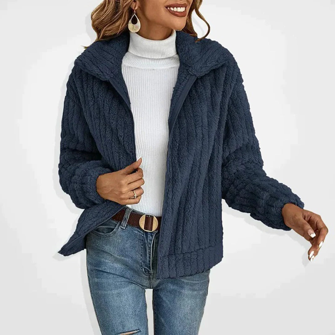Soft Warm Long Cardigan for Women with Stand Collar and Pockets