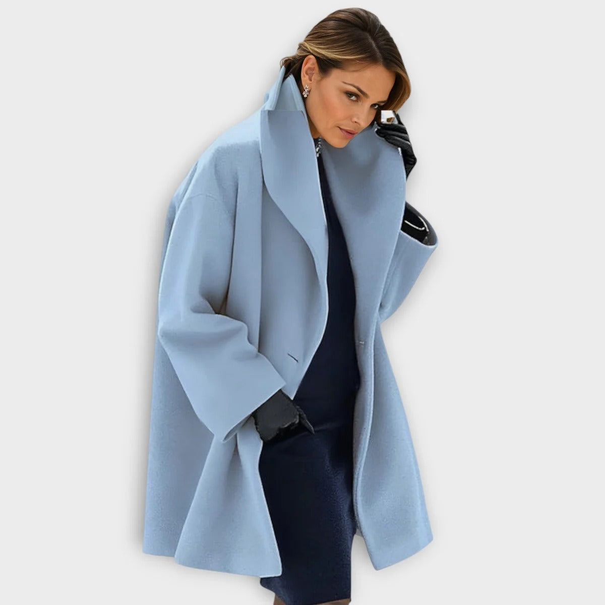 Chic Women's Warm Wool Blend Coat with Button Closure