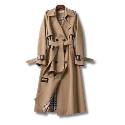 Essential Long Trench Coat with Customizable Fit for Everyday Use