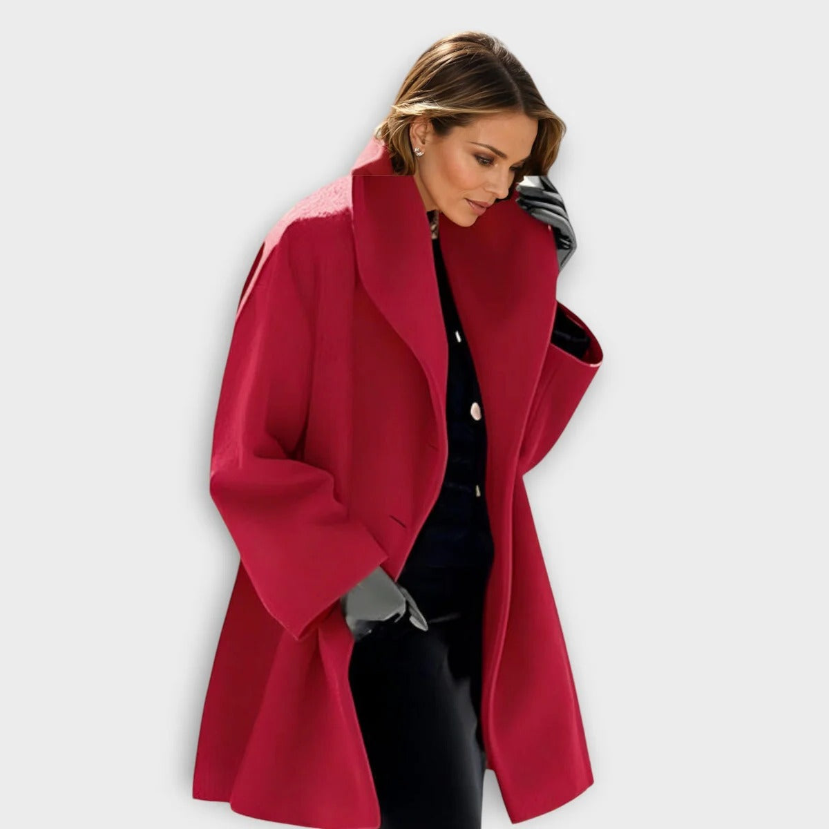 Chic Women's Warm Wool Blend Coat with Button Closure