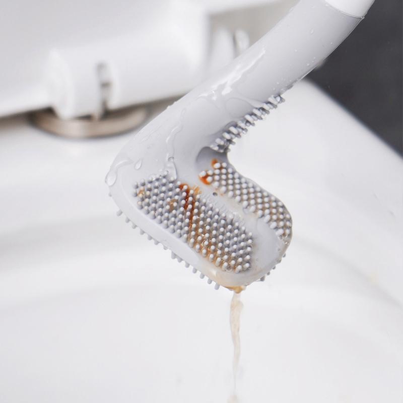 Space-Saving Toilet Brush with Effortless Reach and Dry Holder