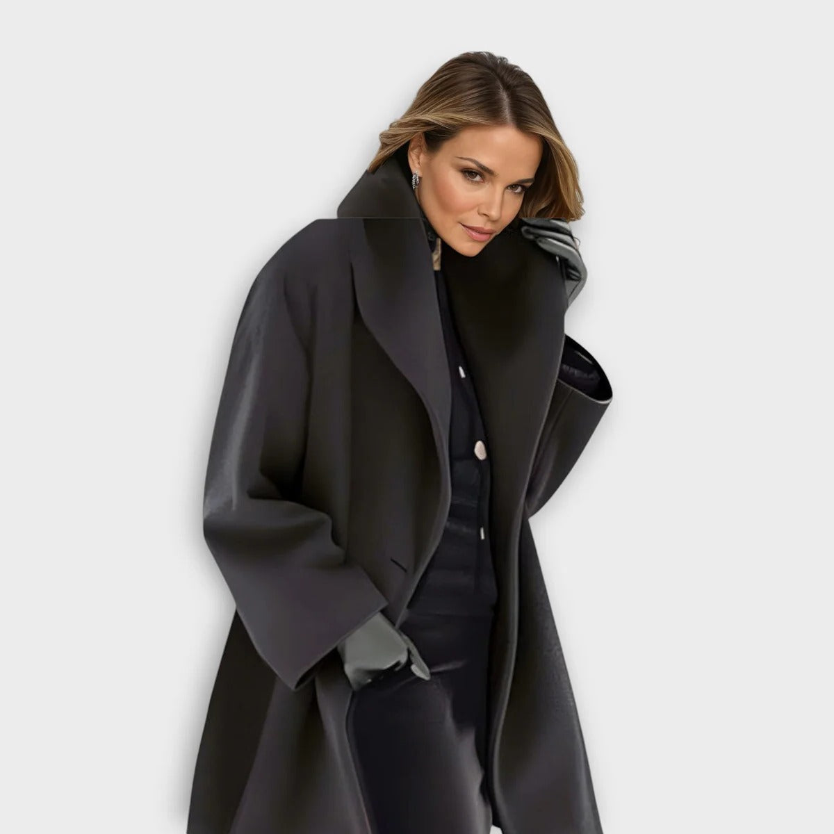 Chic Women's Warm Wool Blend Coat with Button Closure